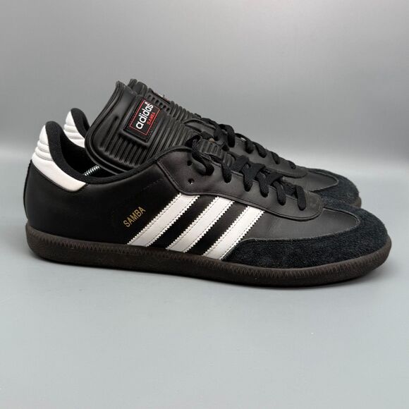 Adidas Samba Classic Men's 13 Black White Leather Athletic Running Sneakers - Picture 1 of 9